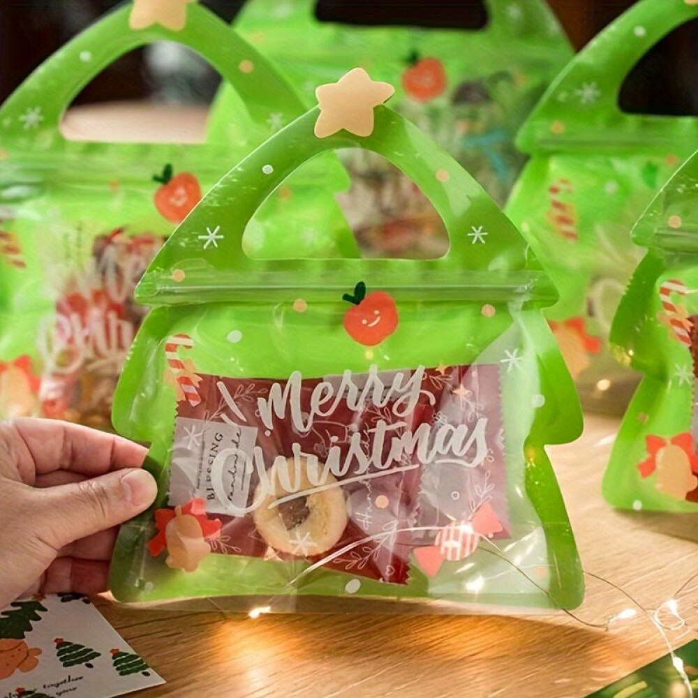 20 Pack 🎄Christmas Tree Treat Bags | Cellophane Goodie Bags w/ Zipper | Party Favors🎁