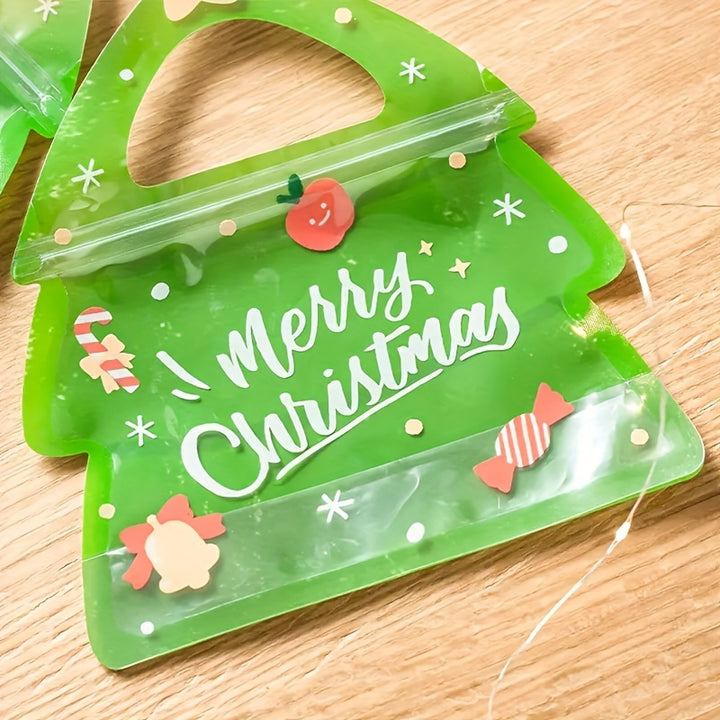 20 Pack 🎄Christmas Tree Treat Bags | Cellophane Goodie Bags w/ Zipper | Party Favors🎁