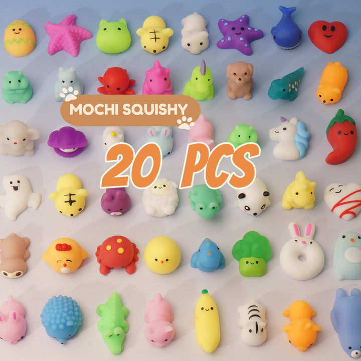 20 Pcs Mochi Squishy Toys Set - Random Styles, Stress Relief, ADHD Aid, Perfect Gift for Kids & Adults