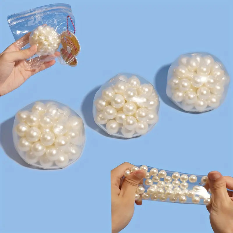 2Pack Sparkling Pearl Squishy Stress Ball | Sensory Fidget Toy | Anxiety Relief