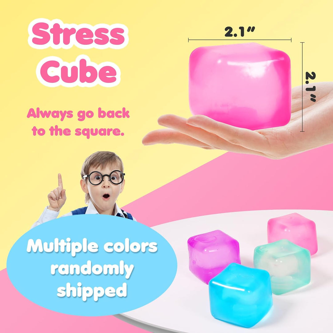 3Pack Colorful Squishy Gel Fidget Cubes | Anxiety Relief Toys for Kids & Adults