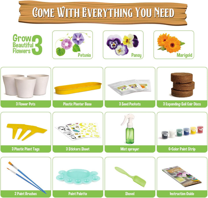 [EDM070] Crece la creatividad: kit de bricolaje para plantar flores para niños