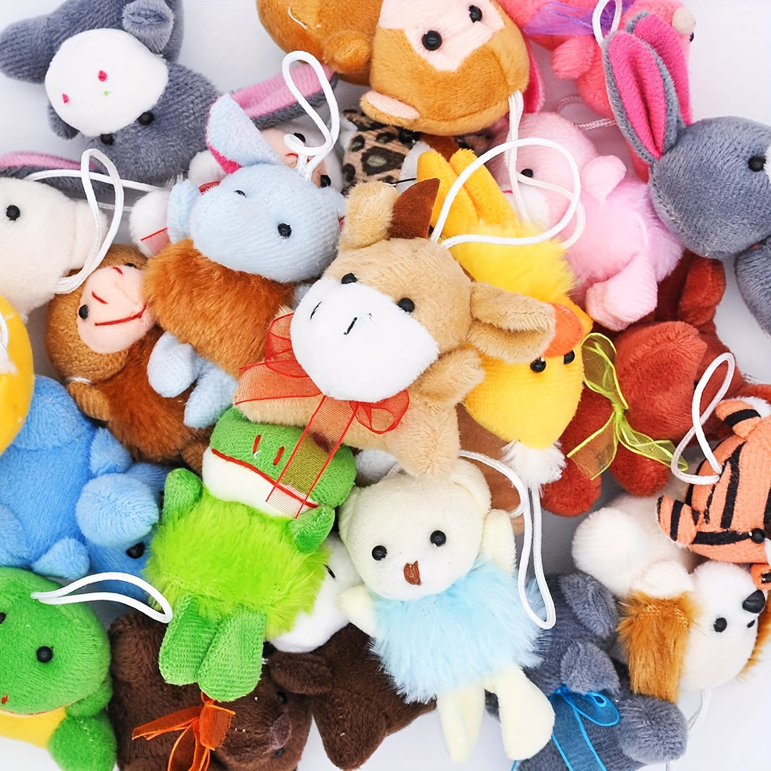 24 Mini Plush Animal Keychains | Party Favors, Stocking Stuffers, Kids Gifts | Cute & Colorful