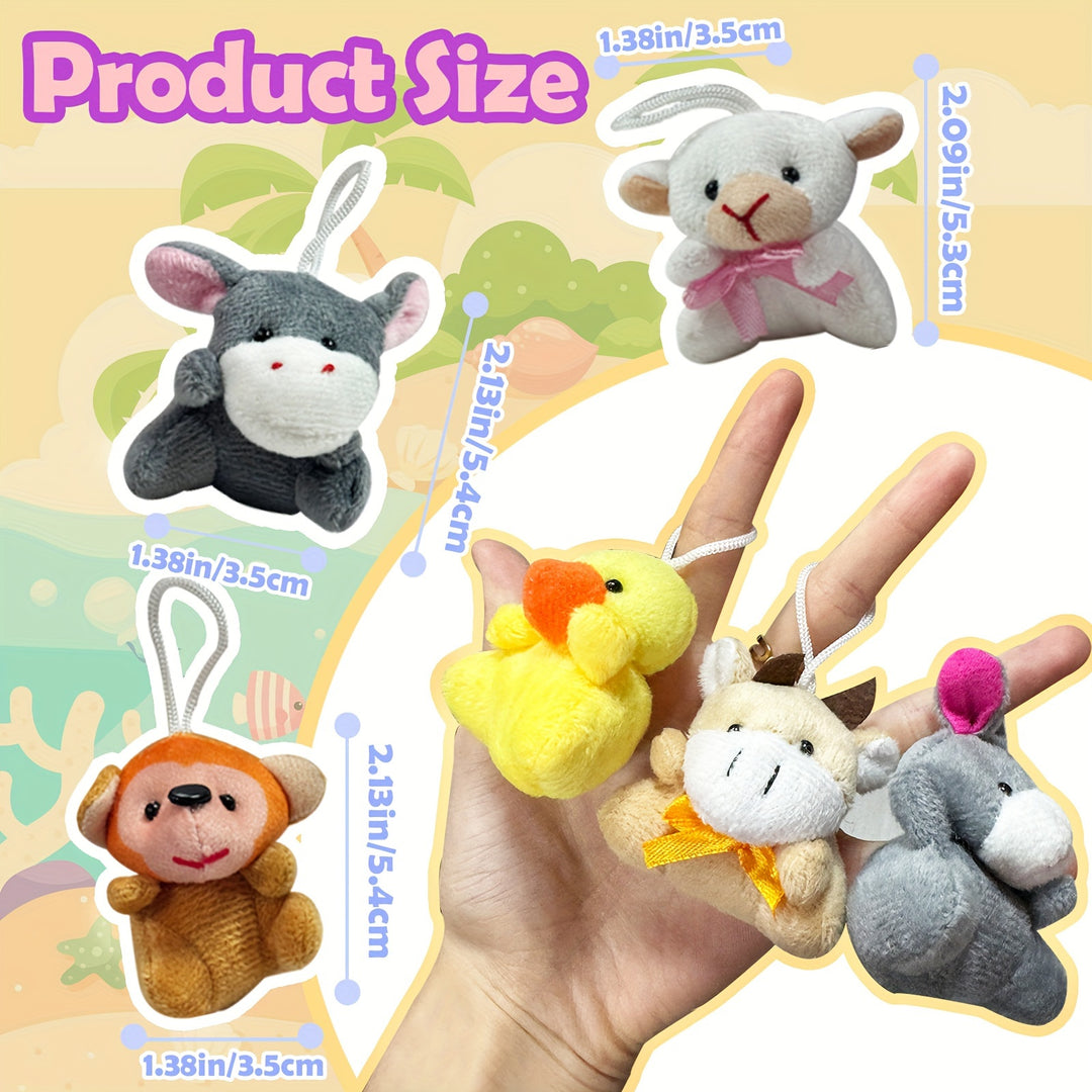 24 Mini Plush Animal Keychains | Party Favors, Stocking Stuffers, Kids Gifts | Cute & Colorful