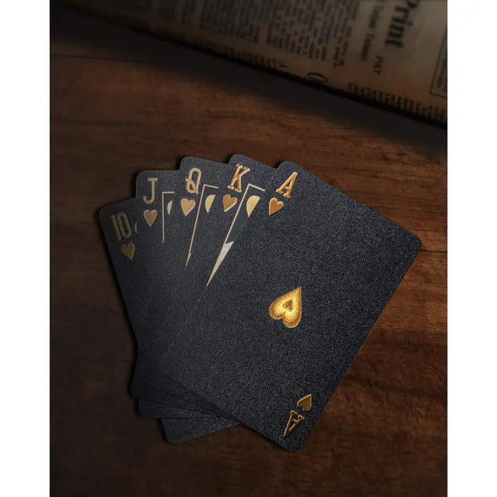 Two Decks for One Great Price - Luxurious Waterproof Black Playing Cards with Gold Foil Accents - Durable, Flexible, and Easy to Shuffle - Special Bundle