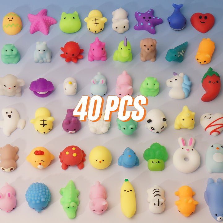 40 Pcs Squishy Animal Stress Relief Toys Set - Sensory Fidget for Kids & Adults