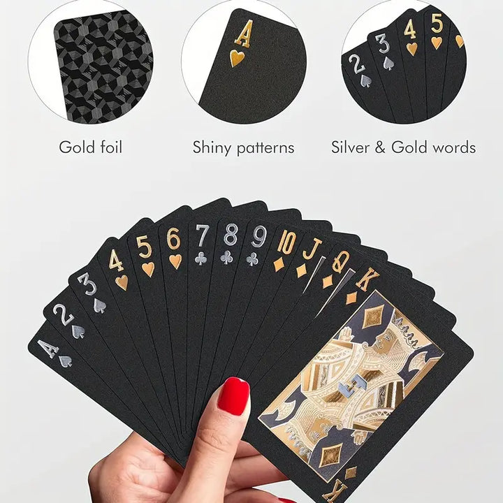 Two Decks for One Great Price - Luxurious Waterproof Black Playing Cards with Gold Foil Accents - Durable, Flexible, and Easy to Shuffle - Special Bundle