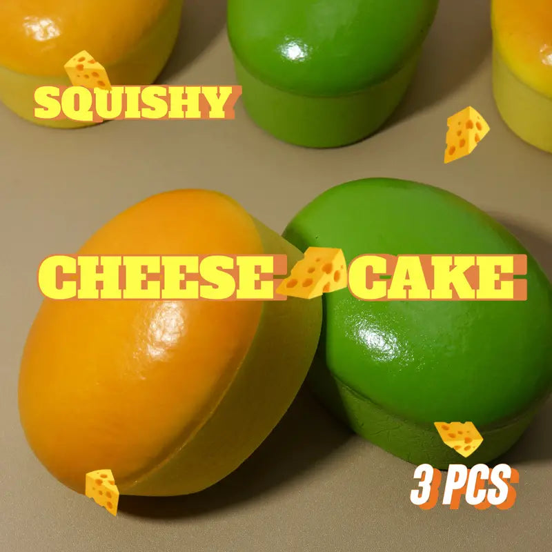 3-Piece Scented Slow Rising Squishy Set - 2 Cheese Cakes & 1 Mocha Cake