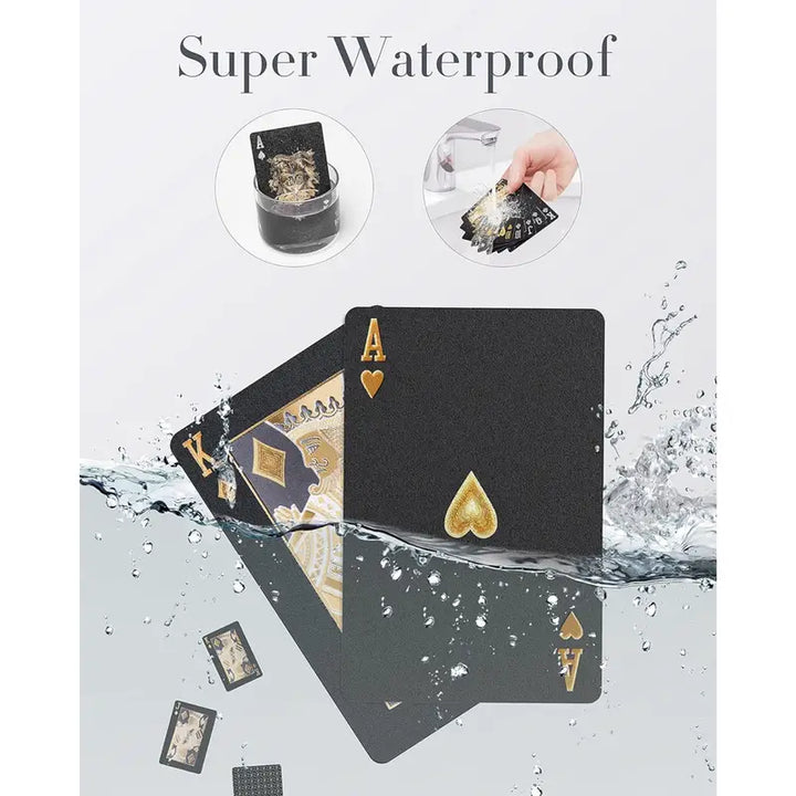 Two Decks for One Great Price - Luxurious Waterproof Black Playing Cards with Gold Foil Accents - Durable, Flexible, and Easy to Shuffle - Special Bundle