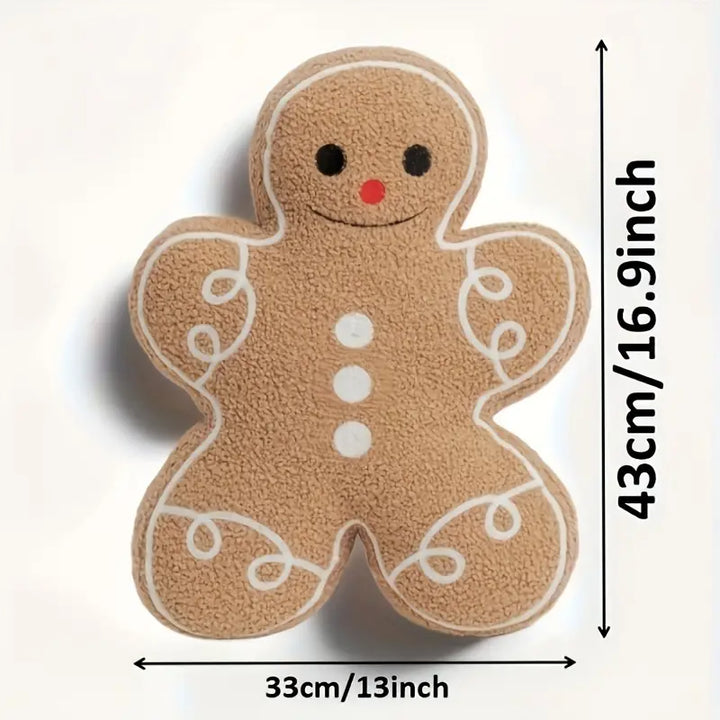 Cozy Gingerbread Man Sherpa Pillow - Perfect for Christmas Decor