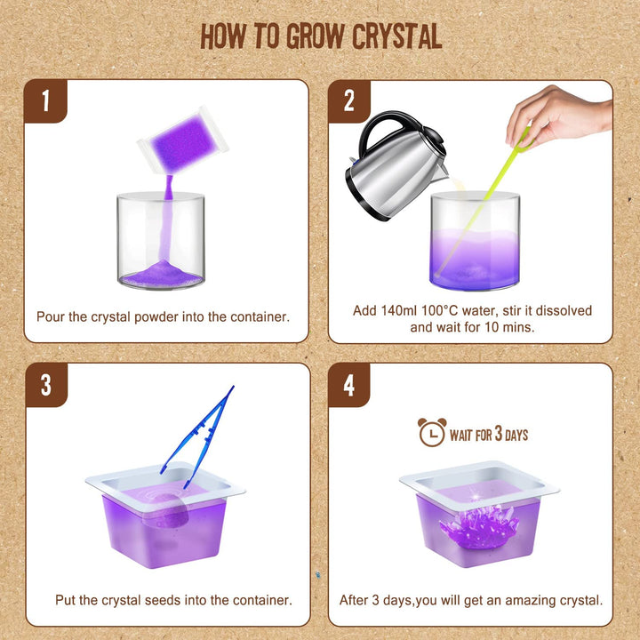 EDM157 - Kit de cultivo de cristales: cultiva cristales vibrantes, crea joyas y descubre tesoros