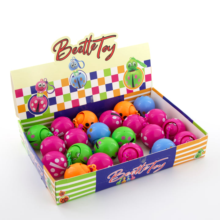 Vibrant Beetle Blinks - Paquete de 24 juguetes de llavero iluminados coloridos para niños
