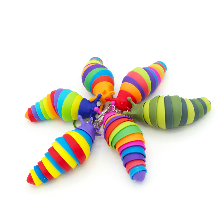 Fun and Colorful Rainbow Caterpillar Keychains - Eco-Friendly, Plastic Toy for Kids, Teens & Adults