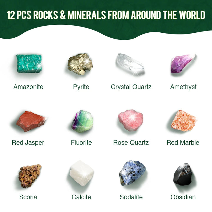 [EDM038]Excava 12 bloques de gemas y descubre 12 rocas reales únicas - Juego de juguetes educativos para niños