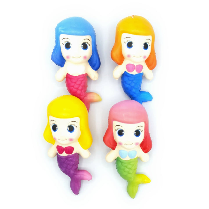 Whimsical Mermaid Squishies - Paquete de juguetes para aliviar el estrés para niños (12 piezas)